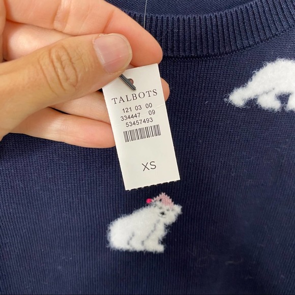 Talbots Mini Polar Bear Sweater Cotton Blend sz XS - Picture 6 of 7